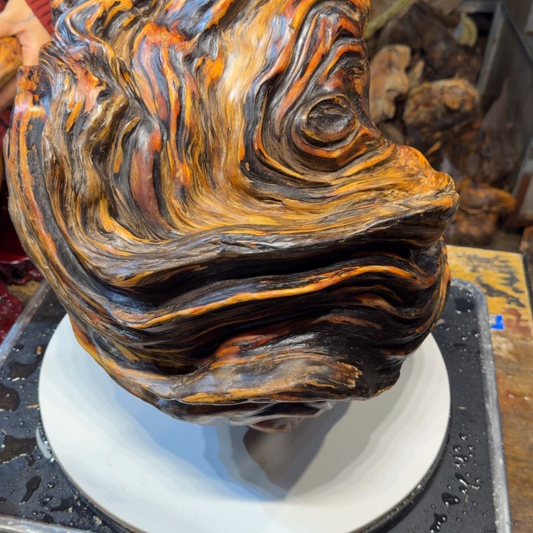 用***2木王一刀琥珀木摆件146