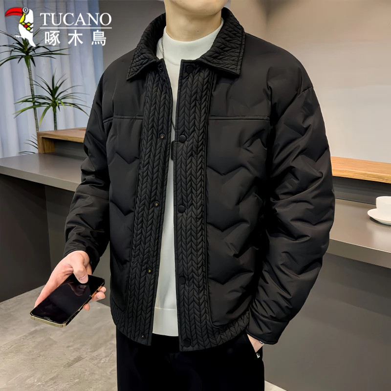 啄木鳥麦穗拼接极寒棉衣男士外套秋冬季新款保暖休闲百搭羽绒棉服