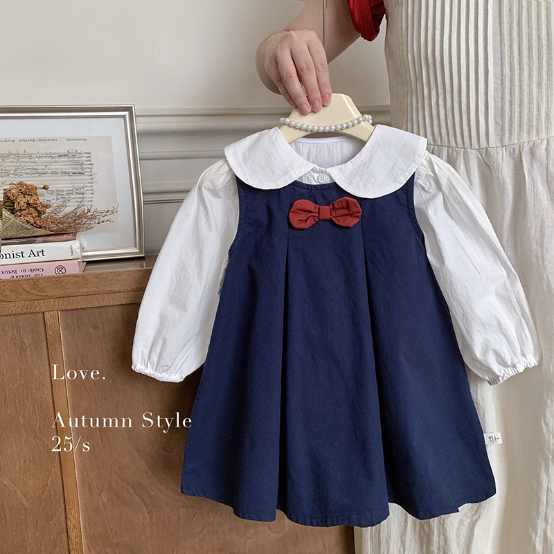 【本妈】2025秋"爱丽丝学园"女童衬衫上衣+无袖蝴蝶结连衣裙531083