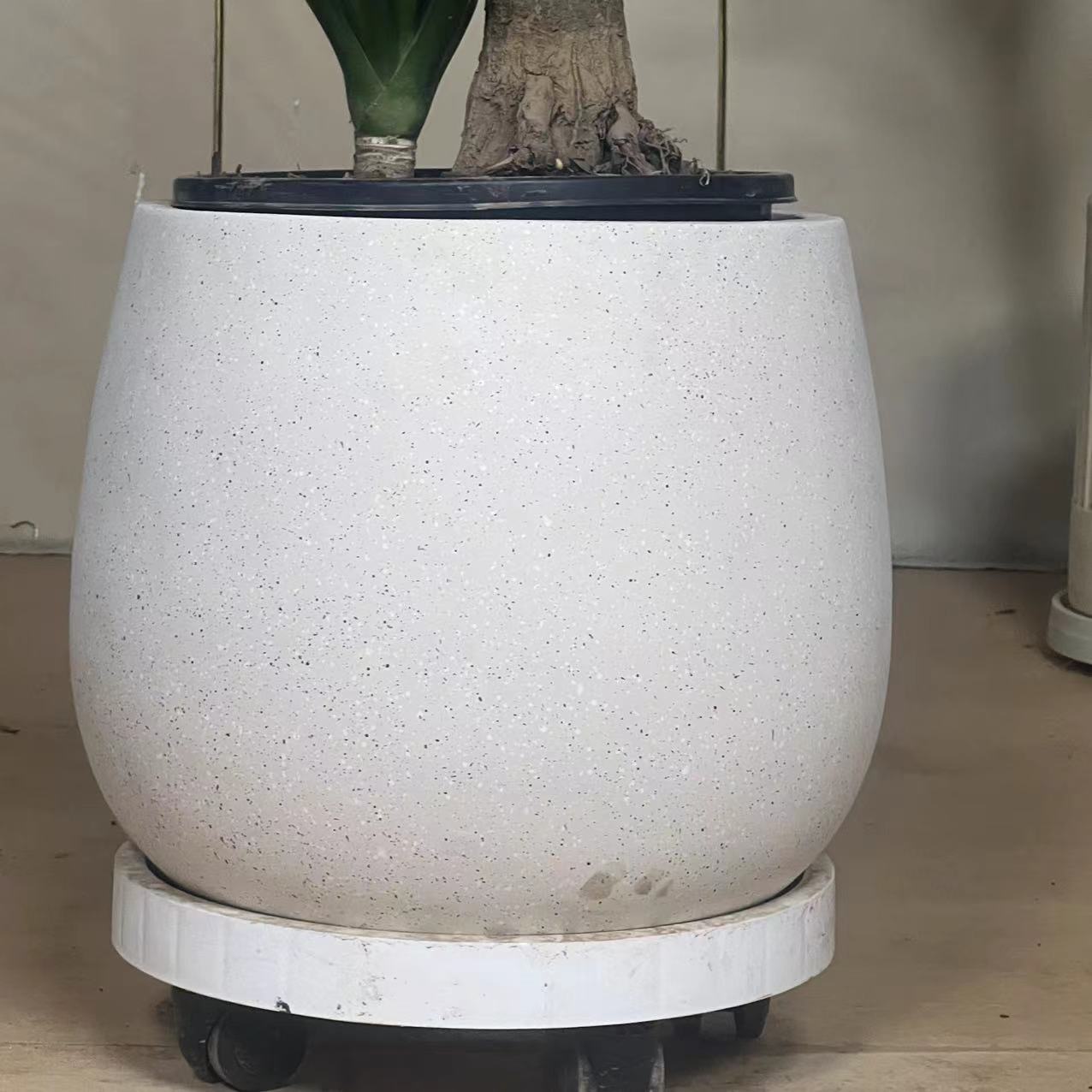 透气环保升级镁泥花盆北欧简约风圆形设计适合多种绿植