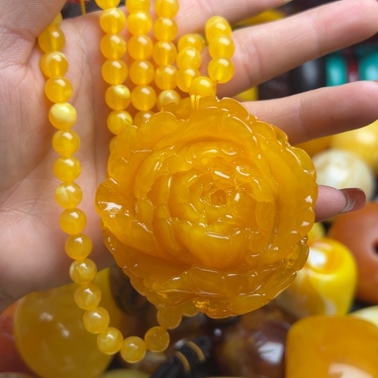 琥珀手串未镶嵌守**福蜜蜡