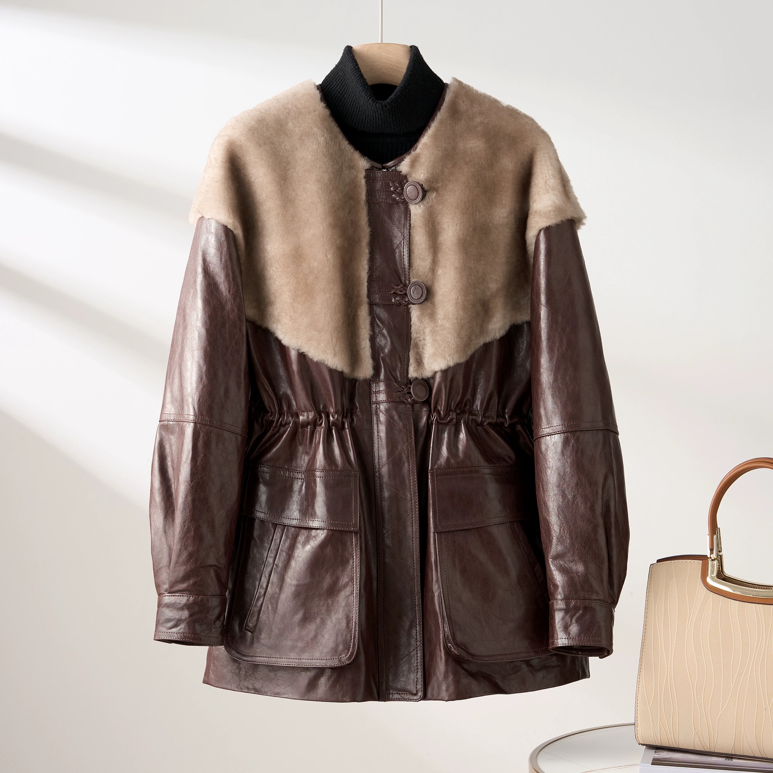 羊皮毛一体真皮女款2025新款羽绒服皮衣外套女加厚鹅绒服