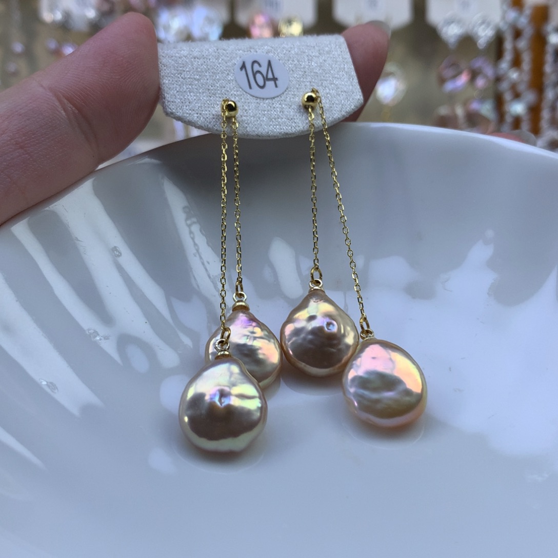 银S925镶嵌淡水珍珠耳环特价164号