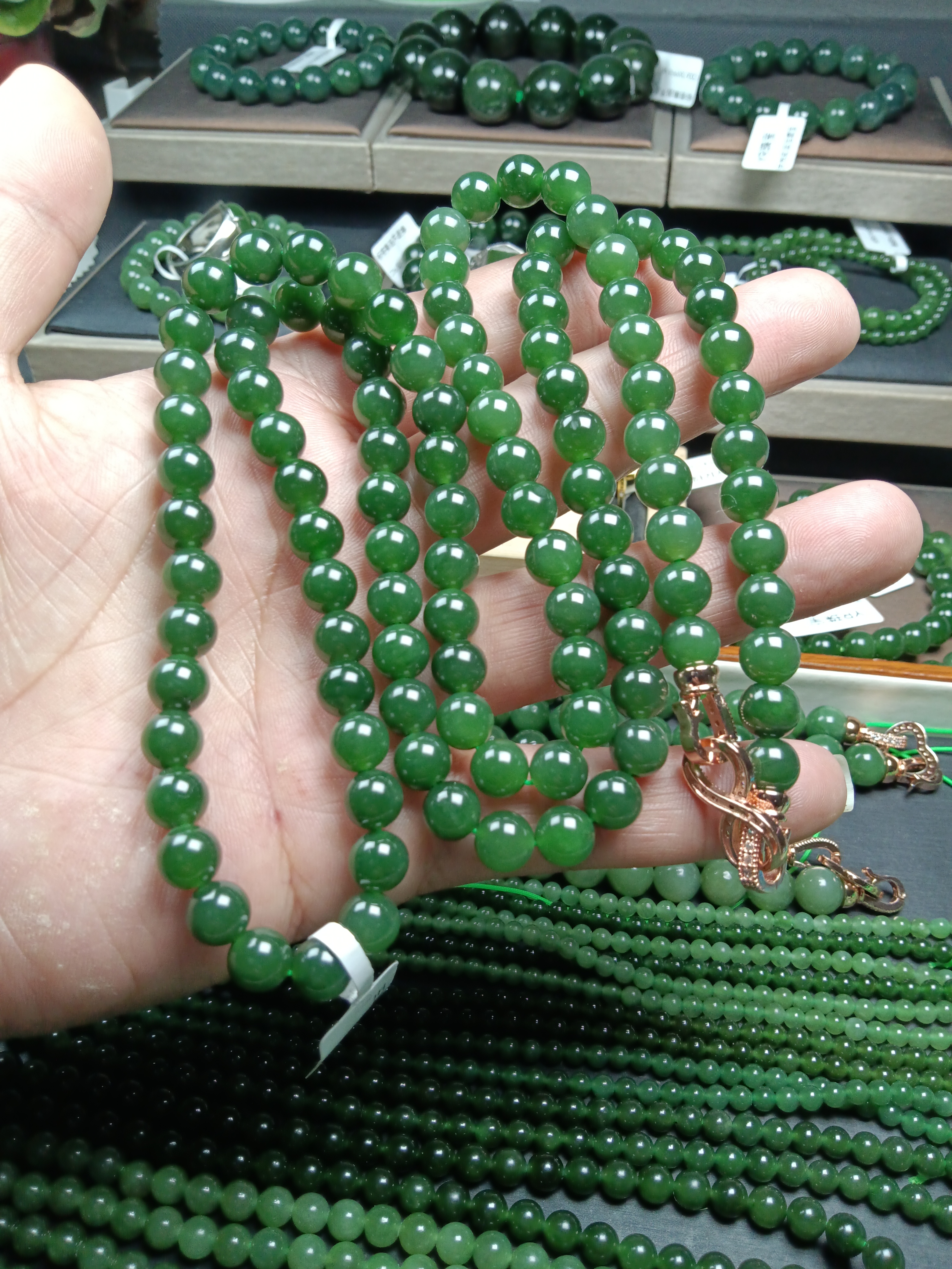 和田玉碧玉卡8项链108