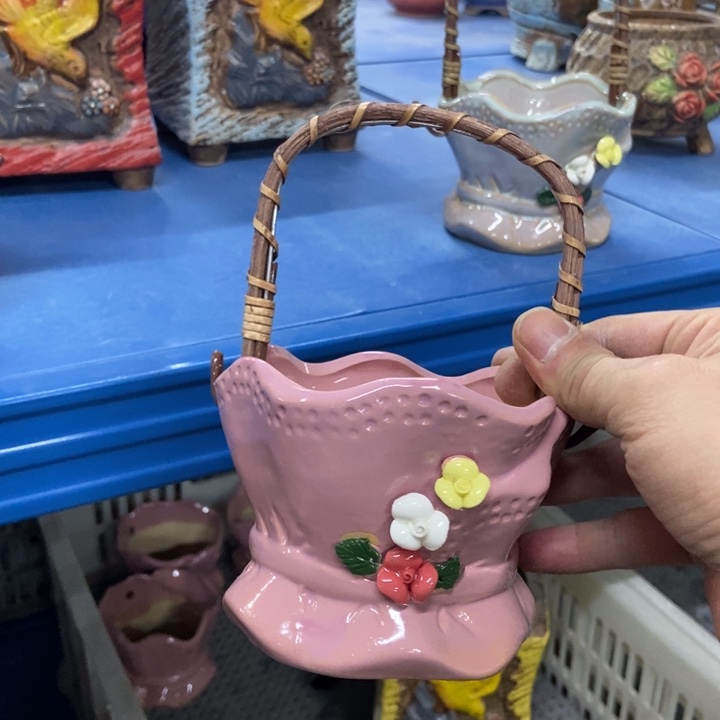 陶瓷花盆单场满9.9发10*8粉