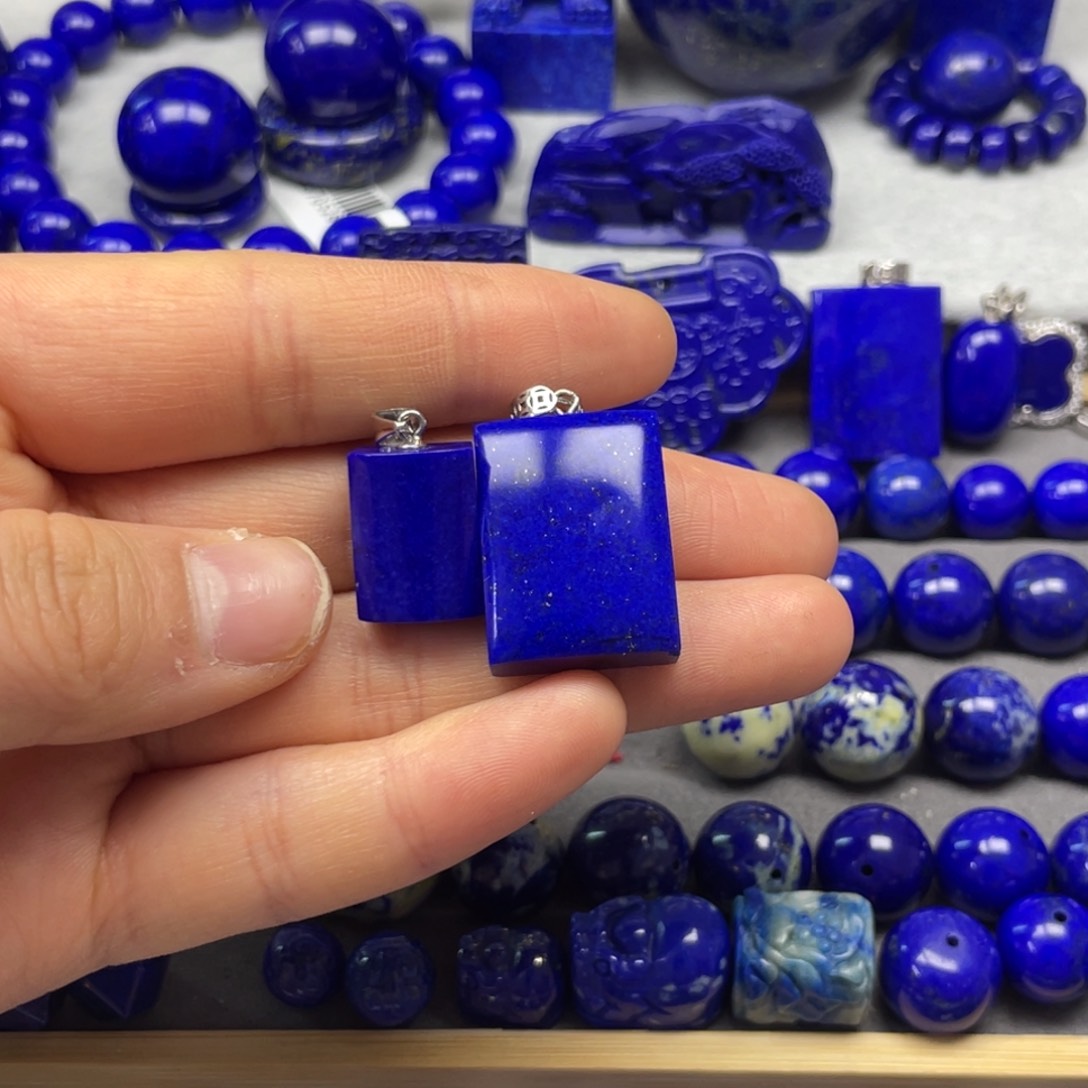 青金石无事牌银S925镶嵌朱****