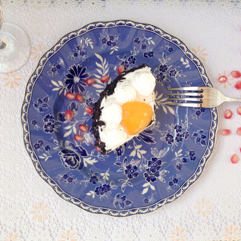 满彩青花瓷9英寸22厘米餐盘釉中彩二次瓷复古蓝色精致