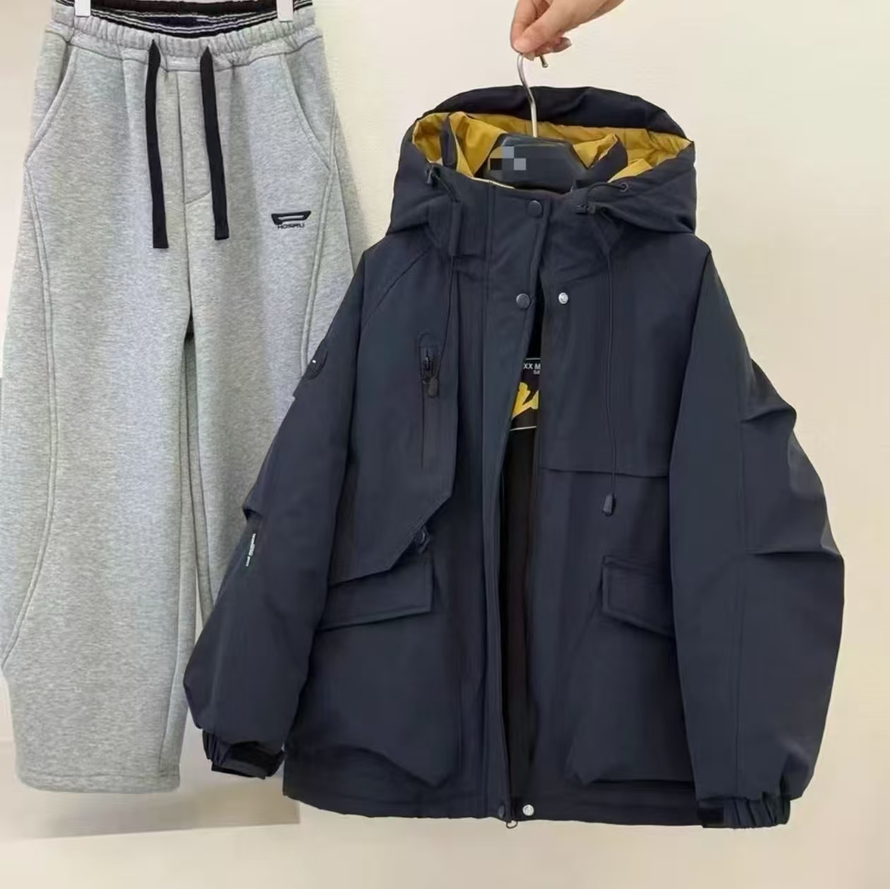 男童加绒加棉外套秋冬款新款儿童冬装宽松大童男孩加厚棉衣痞