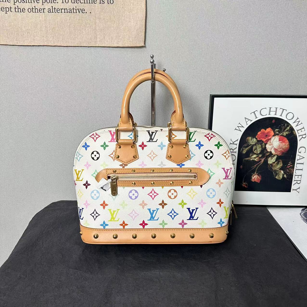 95新 LouisVuitton/路易威登 lv白三彩贝壳包/手提包/单肩斜挎包