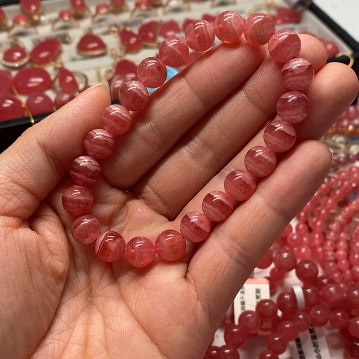菱锰矿（红纹石）手链未镶嵌哦*