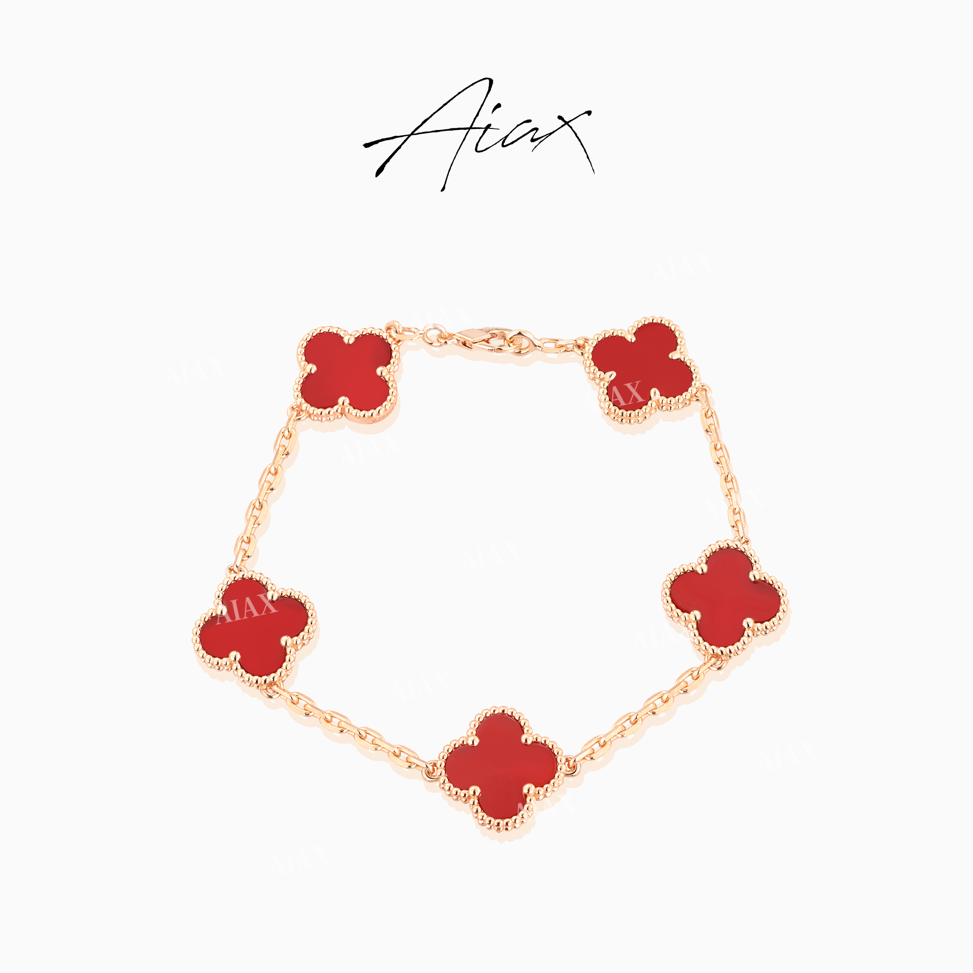 925银手链 AIAX  轻奢气质时尚百搭经典四叶蛇年红色手链TSS7213