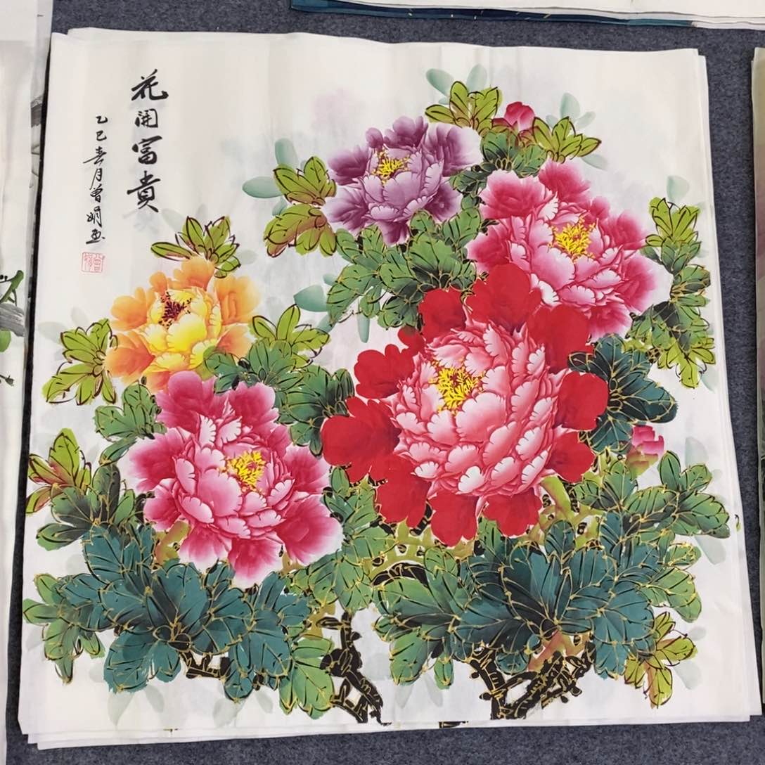 国画尺寸68×68纯手绘斗方