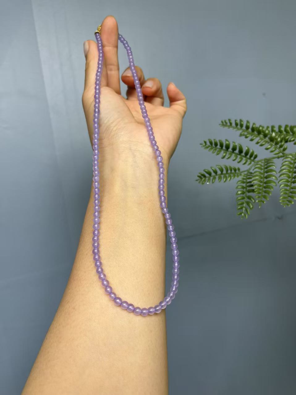 翡翠紫翡14k小米项链4mm