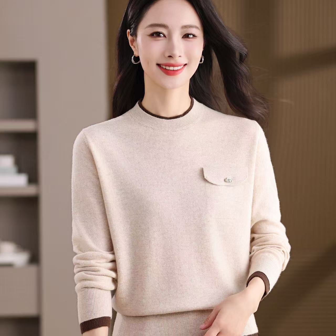 女士半高领通勤羊毛衫