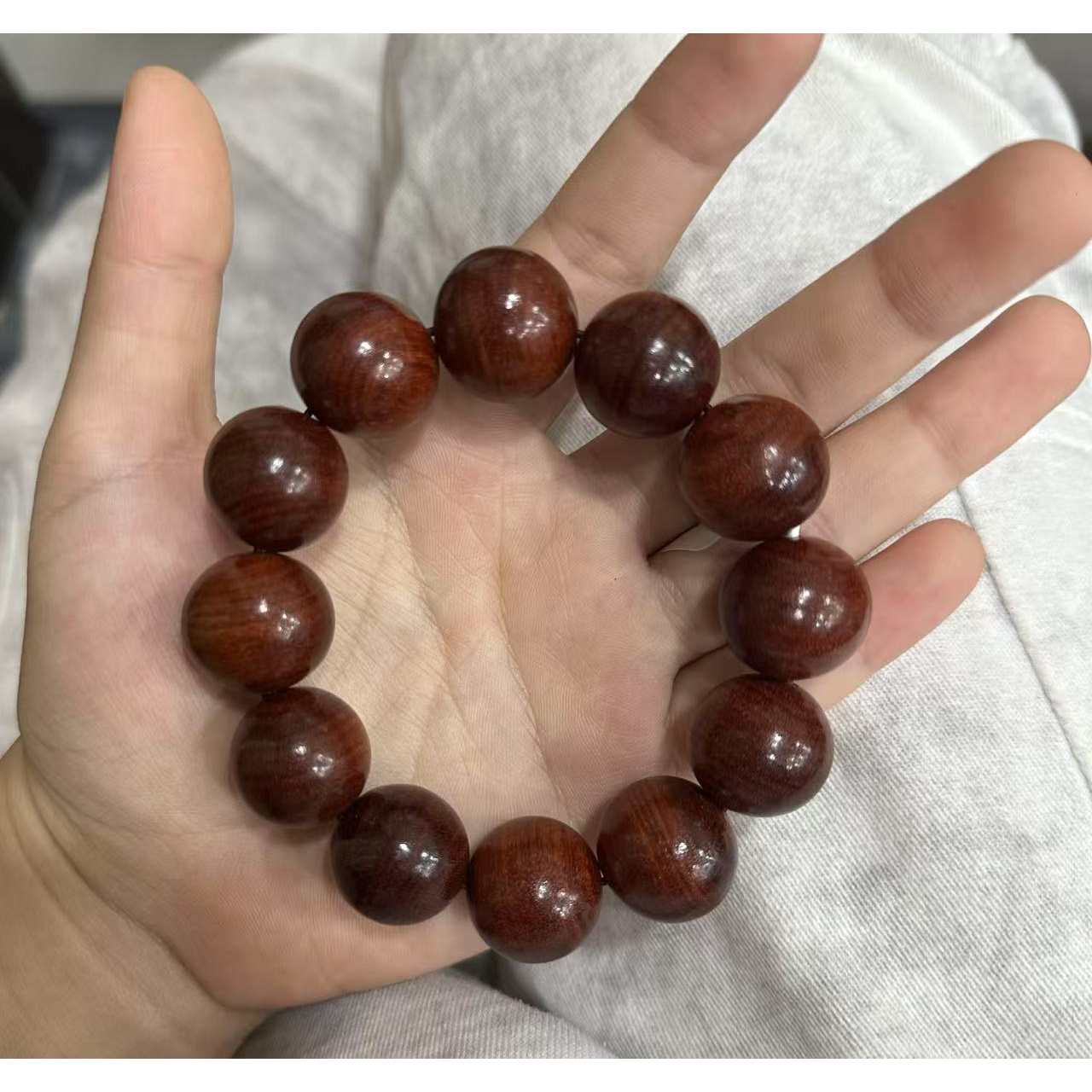 红檀佛珠单圈圆珠手串卡20铁木豆 362（无礼盒）
