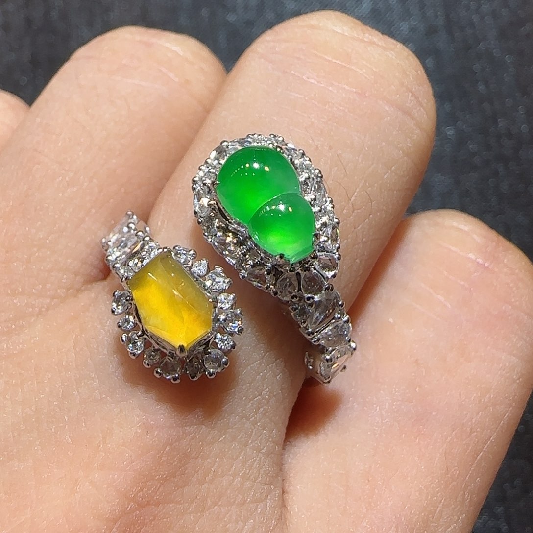 翡翠18K金镶嵌戒指设计款