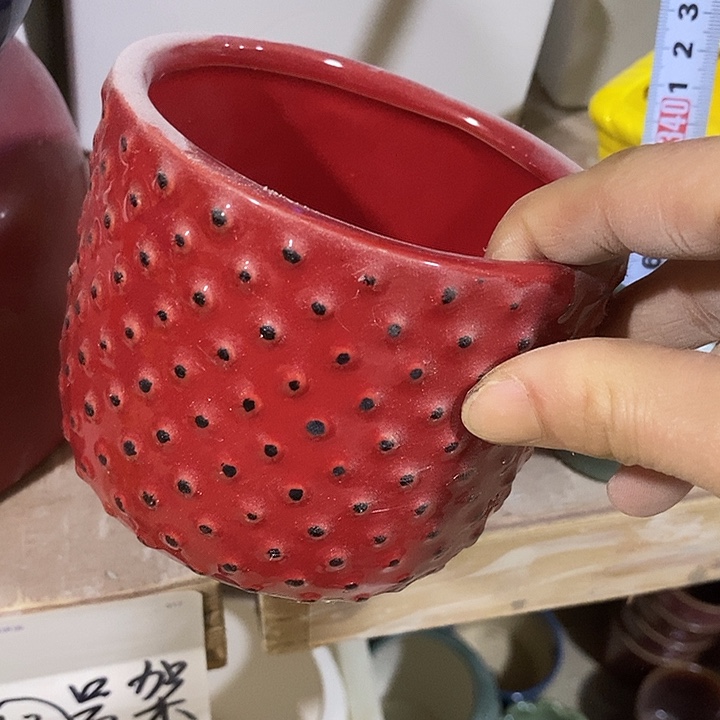 摆件陶陶盆有孔 瑕疵针孔漏釉介意勿拍外口 10外高9