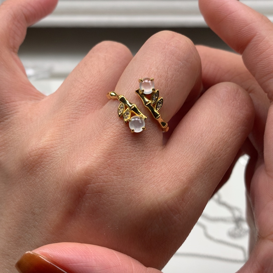 翡翠银S925镶嵌耳饰戒指