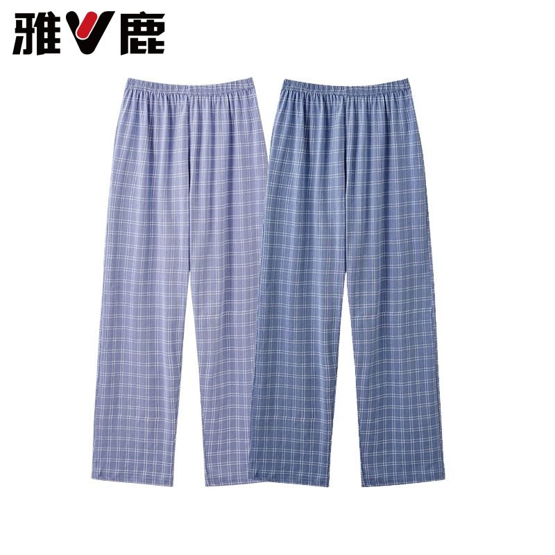 雅鹿内衣男士全棉睡裤夏季薄款新款长裤纯棉家居服宽松春秋款睡裤商品图