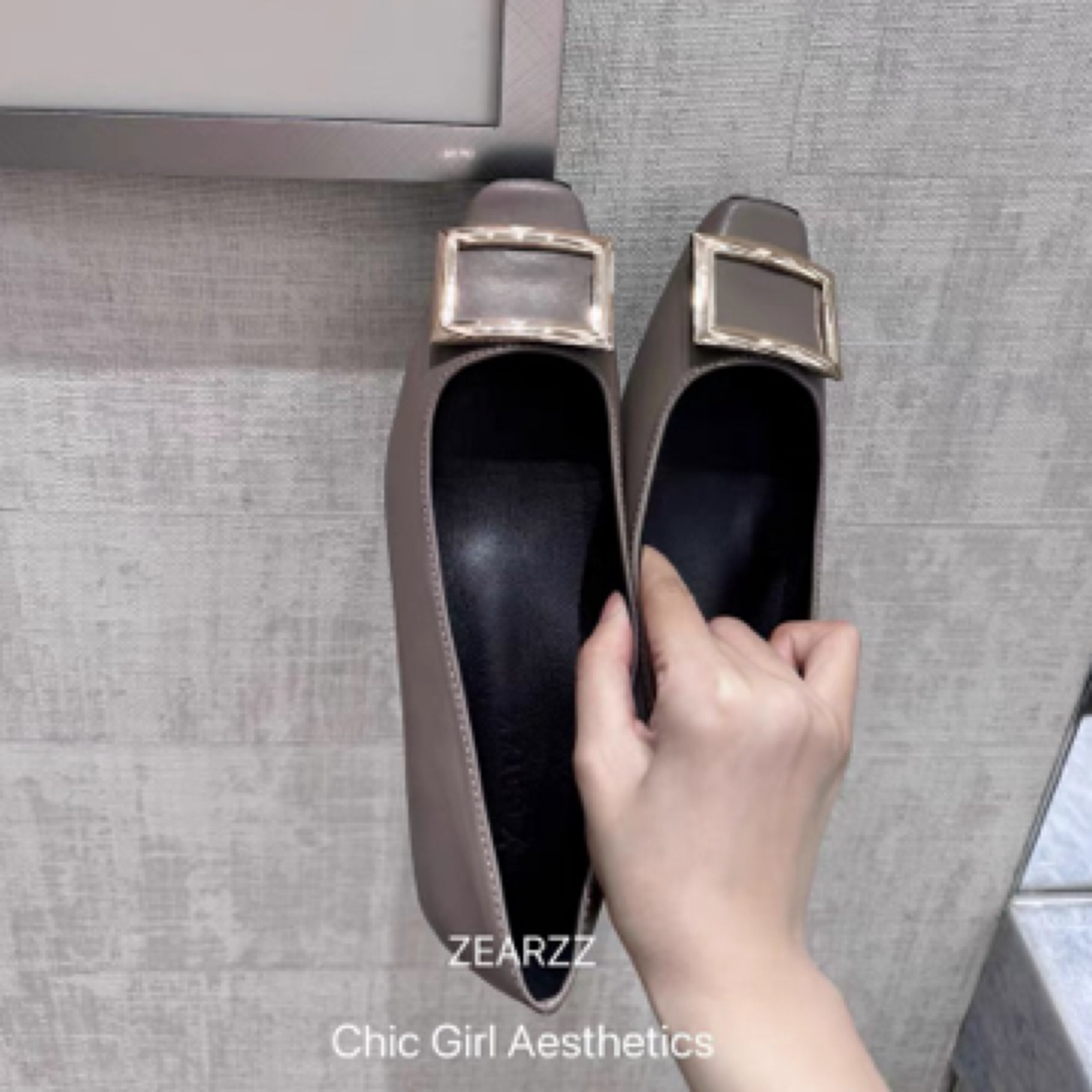 zearzz 舒适通勤日常简约气质一脚蹬平底鞋浅口低跟小单鞋女