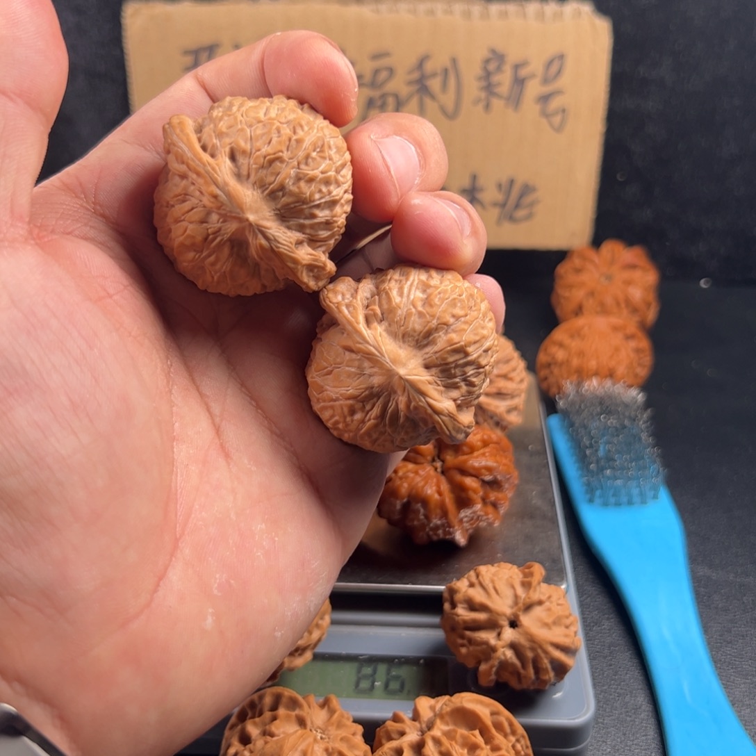 把件文玩核桃南瓜圆的41的红皮密文的