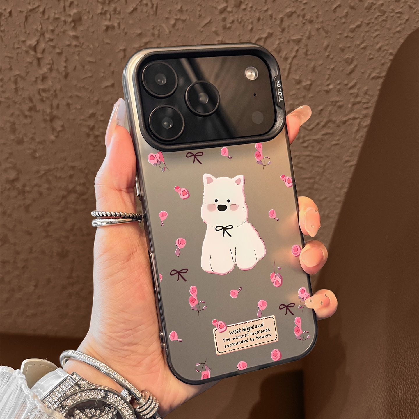 玫瑰西高地适用苹果全系列17promax手机壳新款防摔大孔可爱