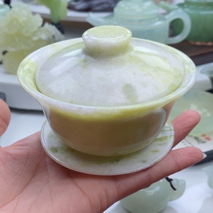 岫玉四大名玉盖碗未镶嵌