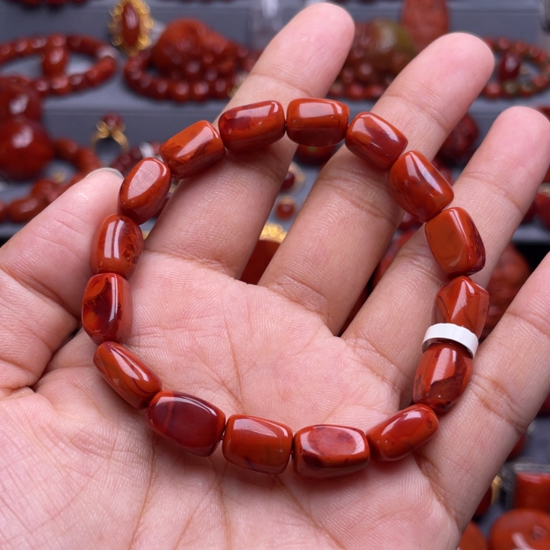 十***二南红玛瑙未镶嵌珠宝奇石单圈9mm