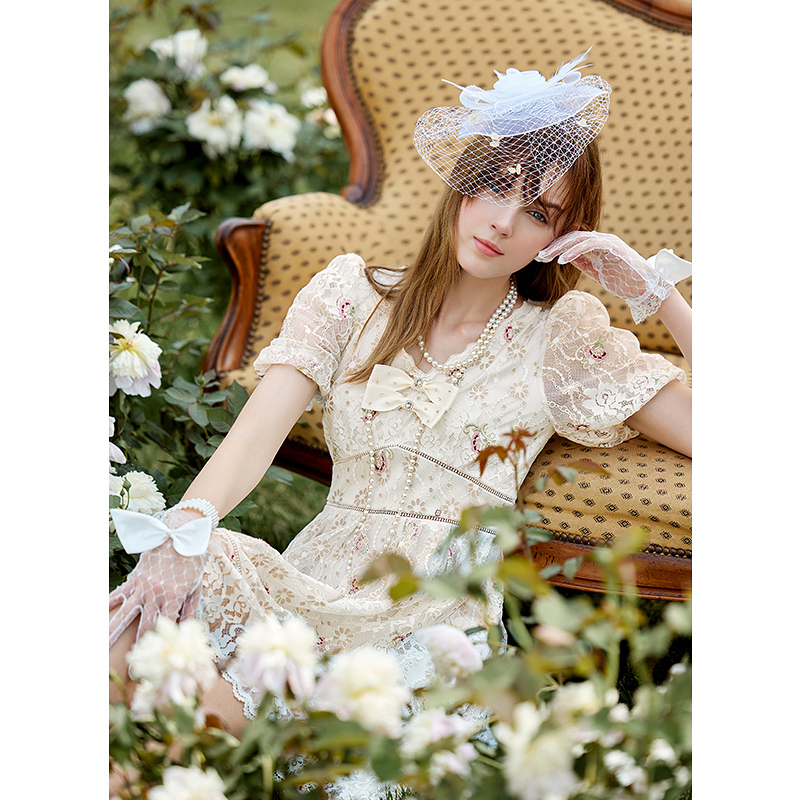 missCOCOON蕾丝收腰裙夏连衣裙7587