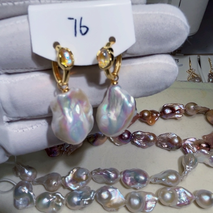 淡水珍珠耳饰银S925镶嵌哮*