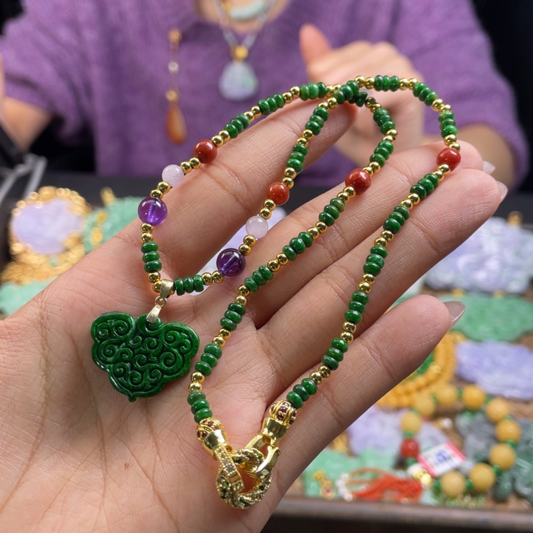 翡翠未镶嵌颈饰代编织