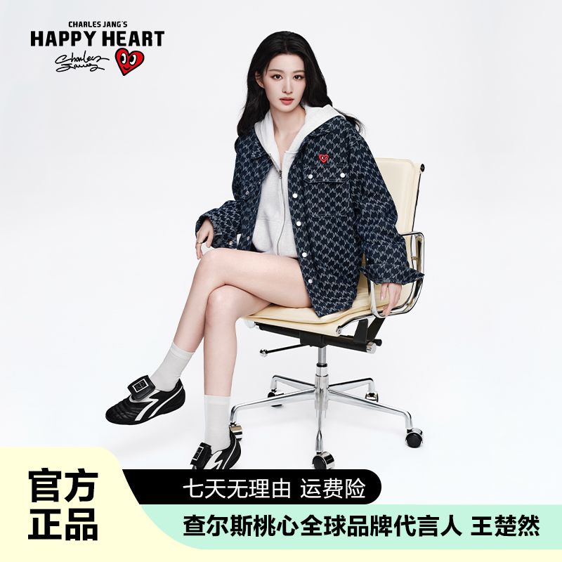 查尔斯桃心水洗牛仔衬衫男女百搭情侣春秋时尚休闲精致韩风夹克x