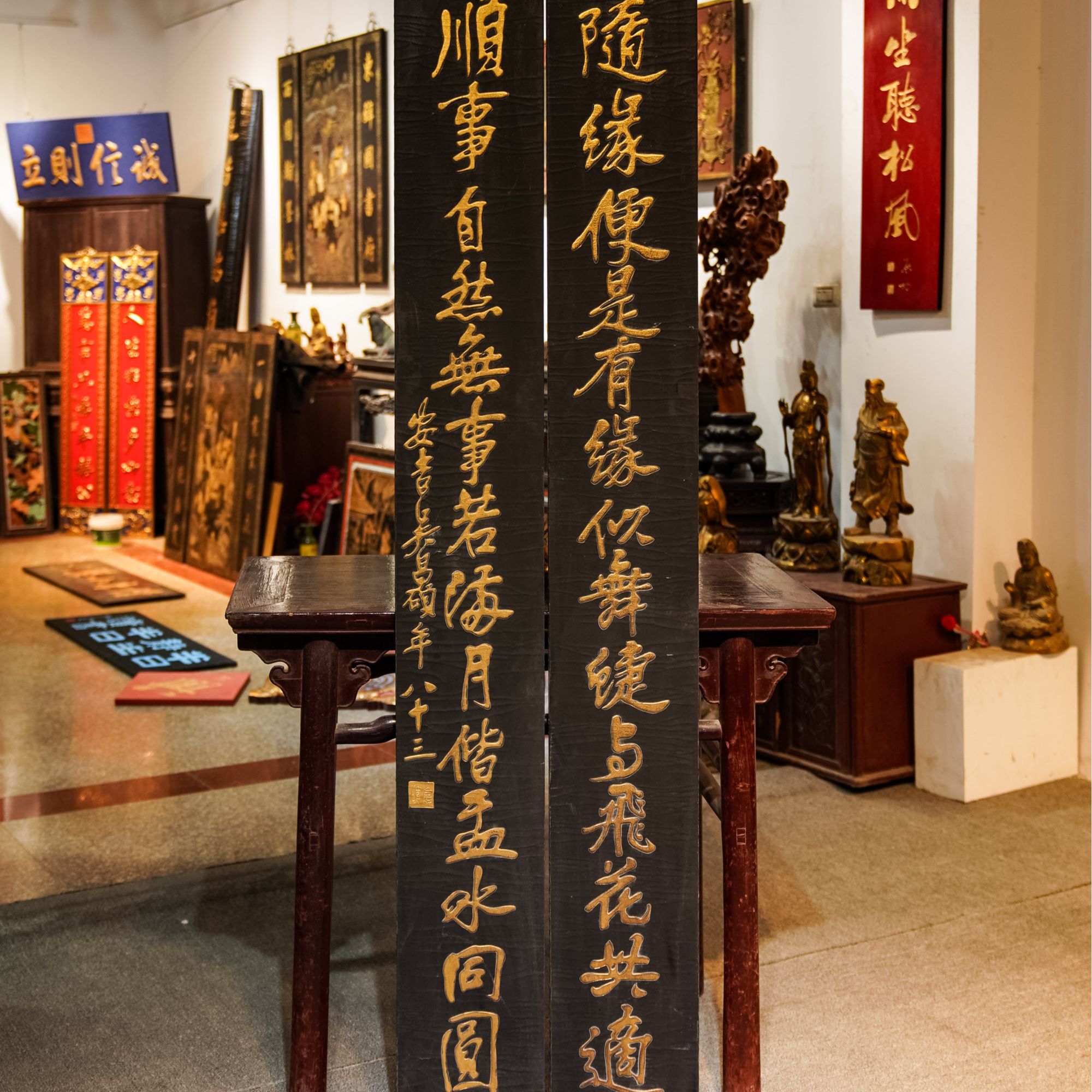 中式实木牌匾木雕门头对联定制设计户外招牌 随缘便是