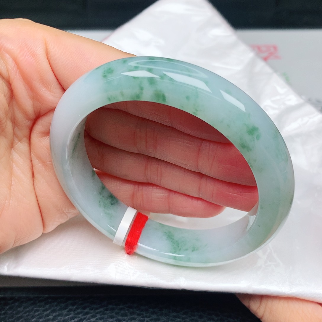 未镶嵌手镯翡翠冰胶飘绿花18