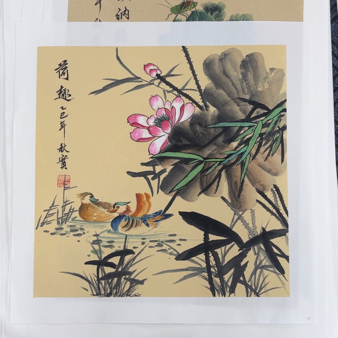 国画三尺斗方花鸟m