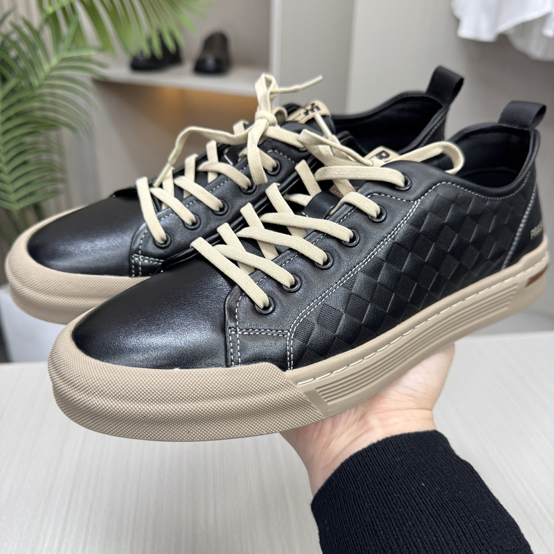 头层牛皮 H系撤柜男鞋真皮板鞋男款青年百搭时尚平底休闲鞋