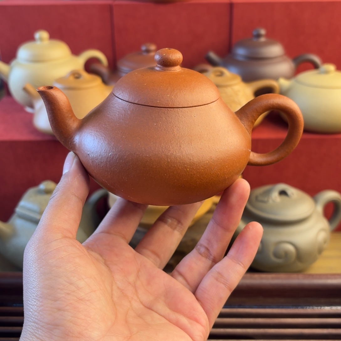 红泥茶壶微微瑕红黄泥半手