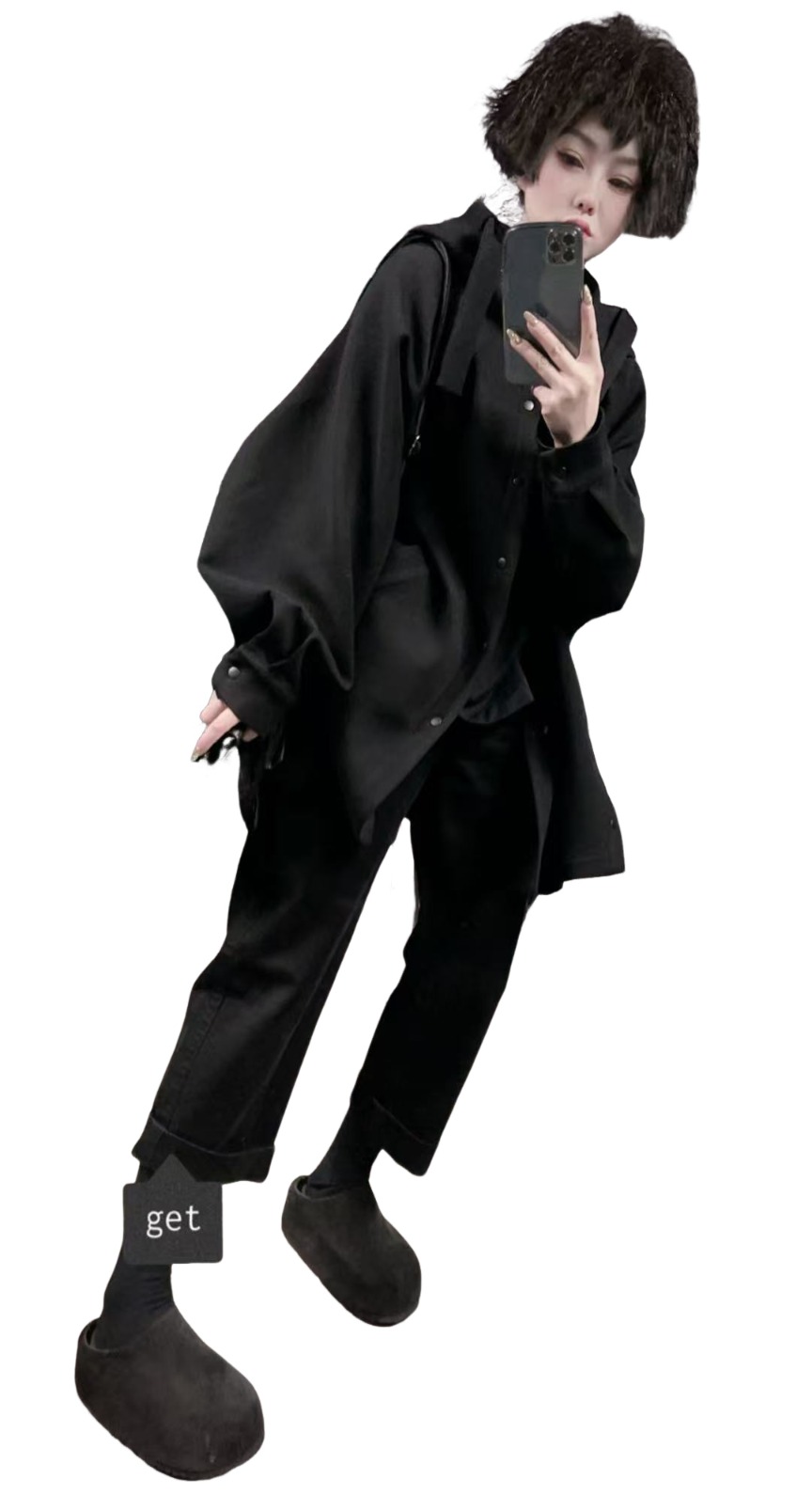 【佳老板】“97729-2”#秋款韩版时尚洋气炸街休闲牛仔法棍裤