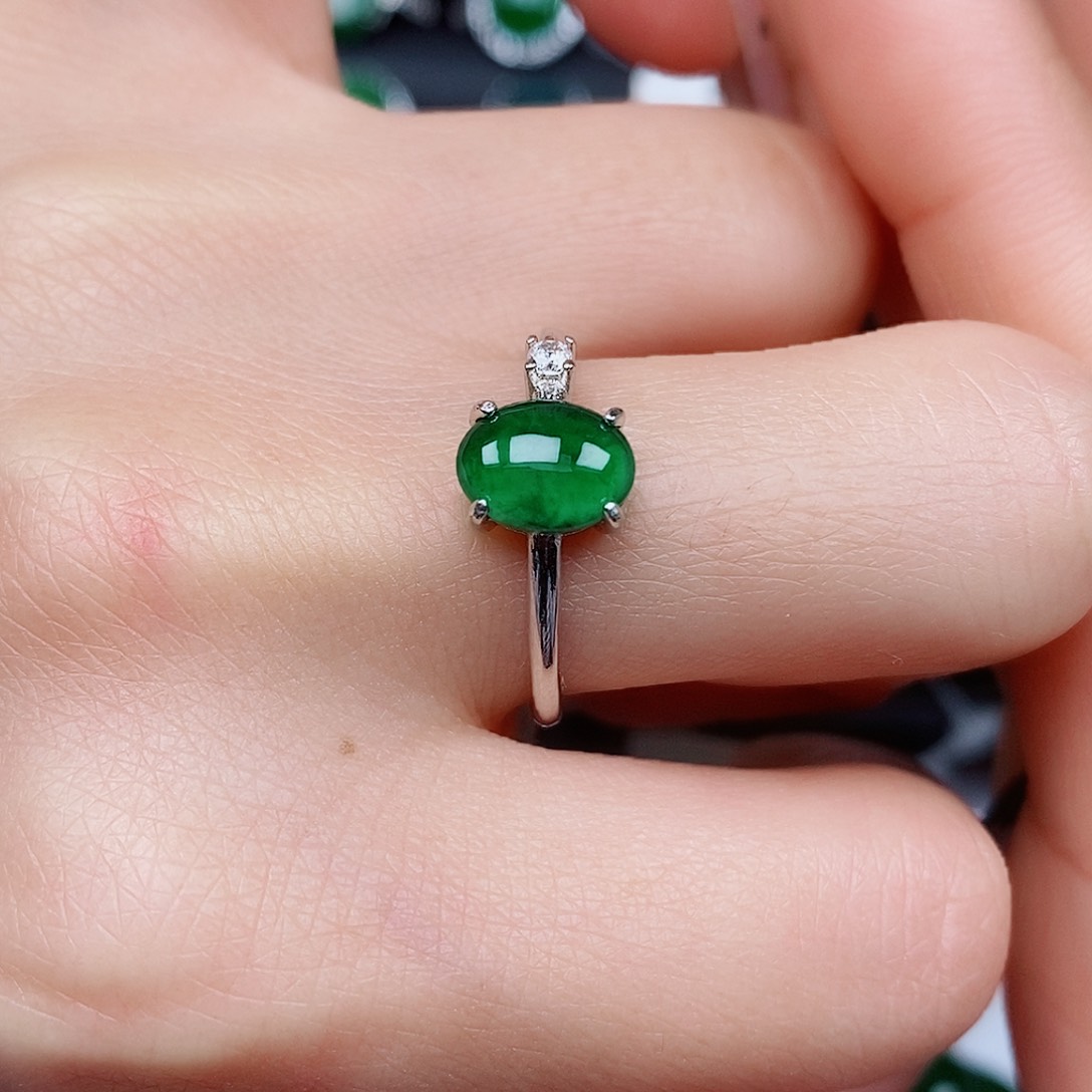 翡翠戒指银S925镶嵌戒指