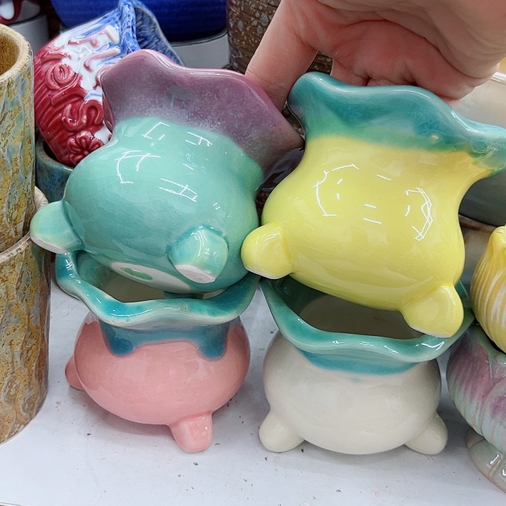 多肉绿植陶瓷花盆9.9包邮，有孔