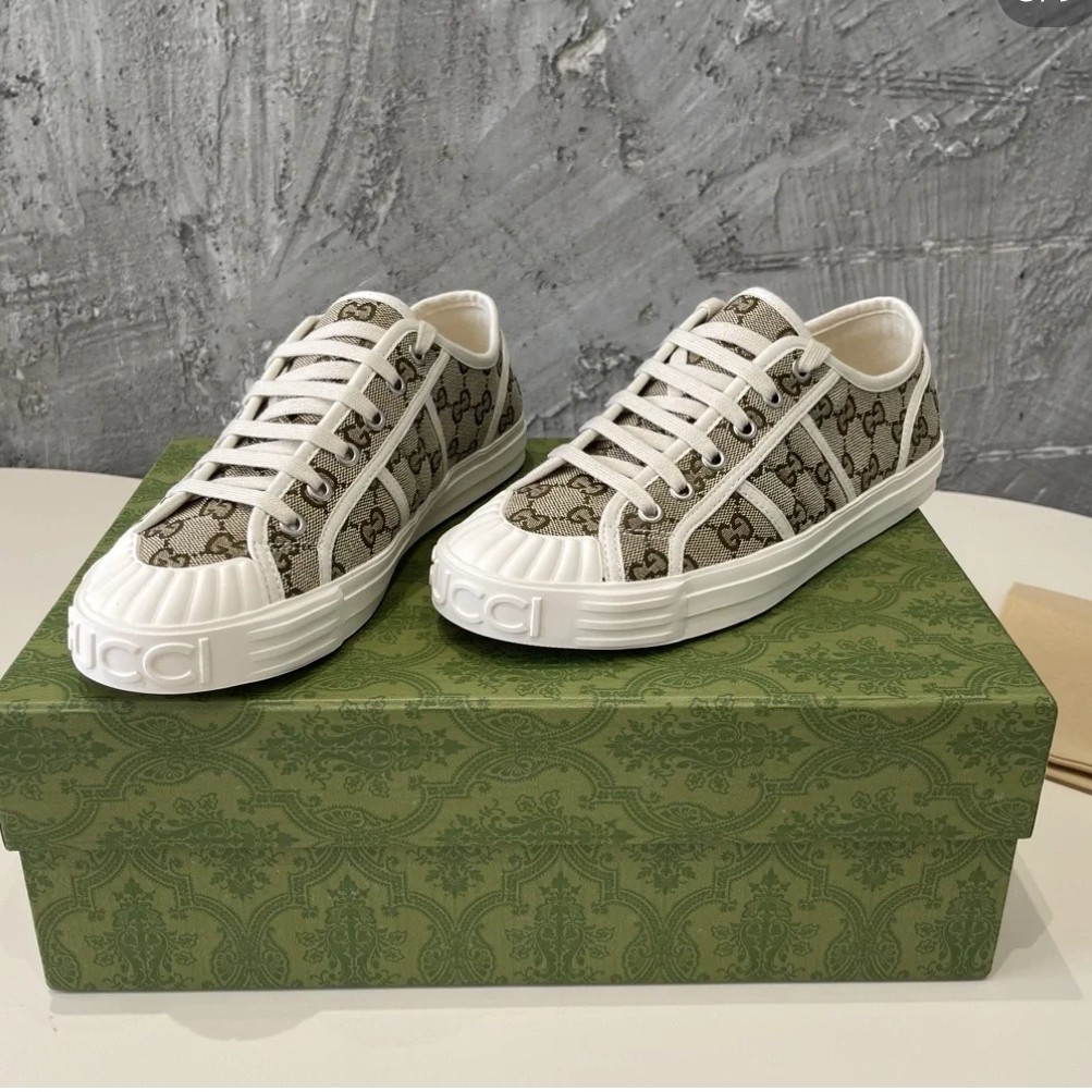 未使用 GUCCI/古驰 GUCCI老花做旧脏脏帆布休闲鞋