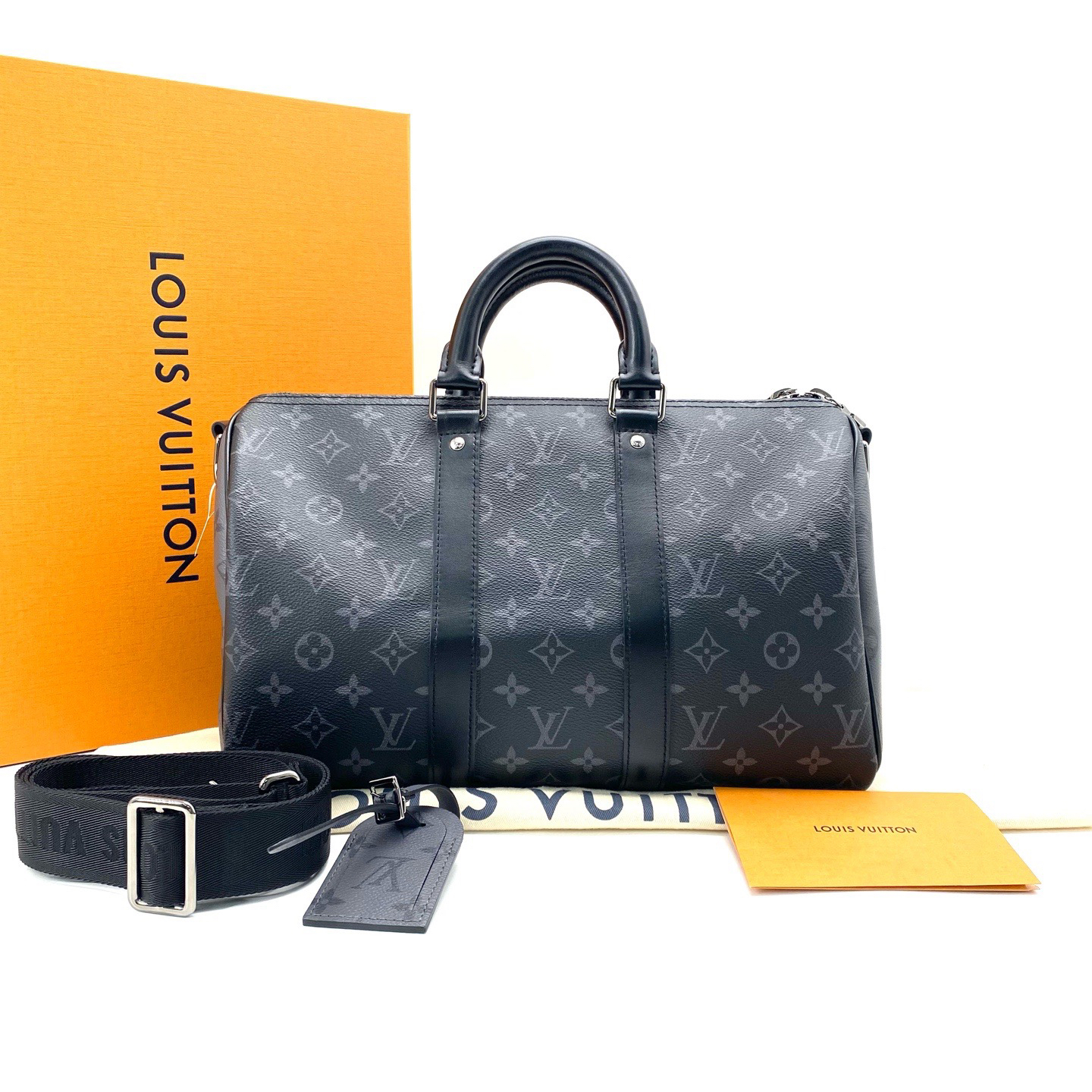 99新 LouisVuitton/路易威登 黑老花keepall35斜挎包 尺寸34/21