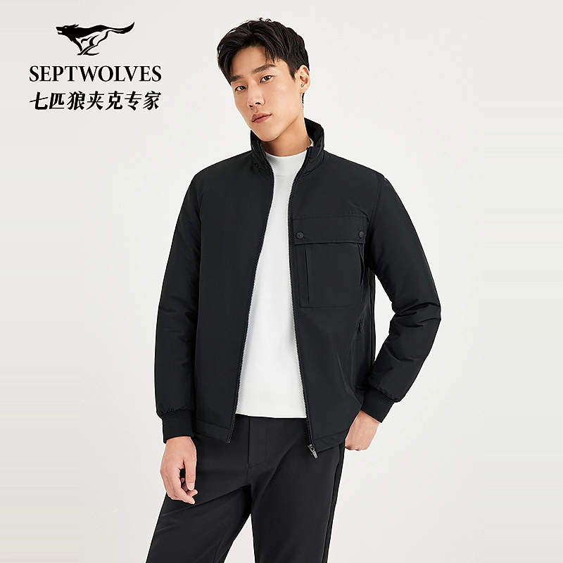 七匹狼男士冬季休闲时尚短装薄棉服夹克防风商务短款棉服外套9711