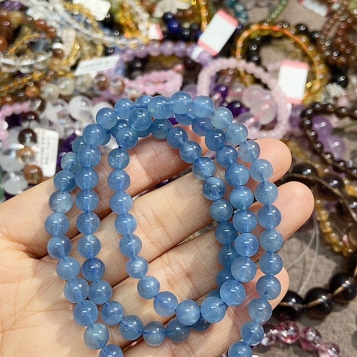 水晶手链未镶嵌海蓝宝多圈