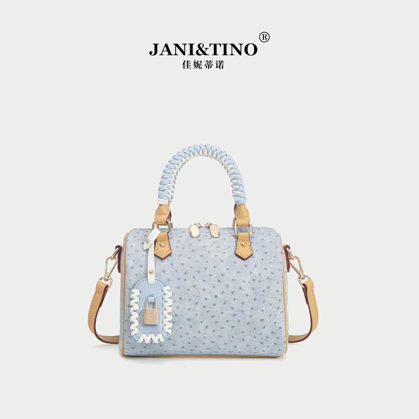 JANITINO/佳妮蒂诺当季新款轻奢百搭手提女士单肩包8765鸵鸟蓝