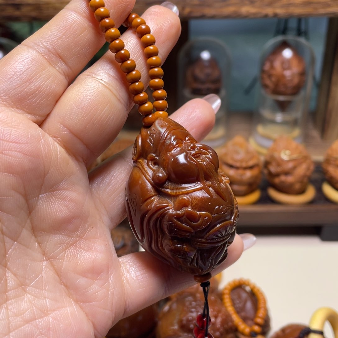 佛螺菩提吊坠欣****?祥云玉华财神链子一套