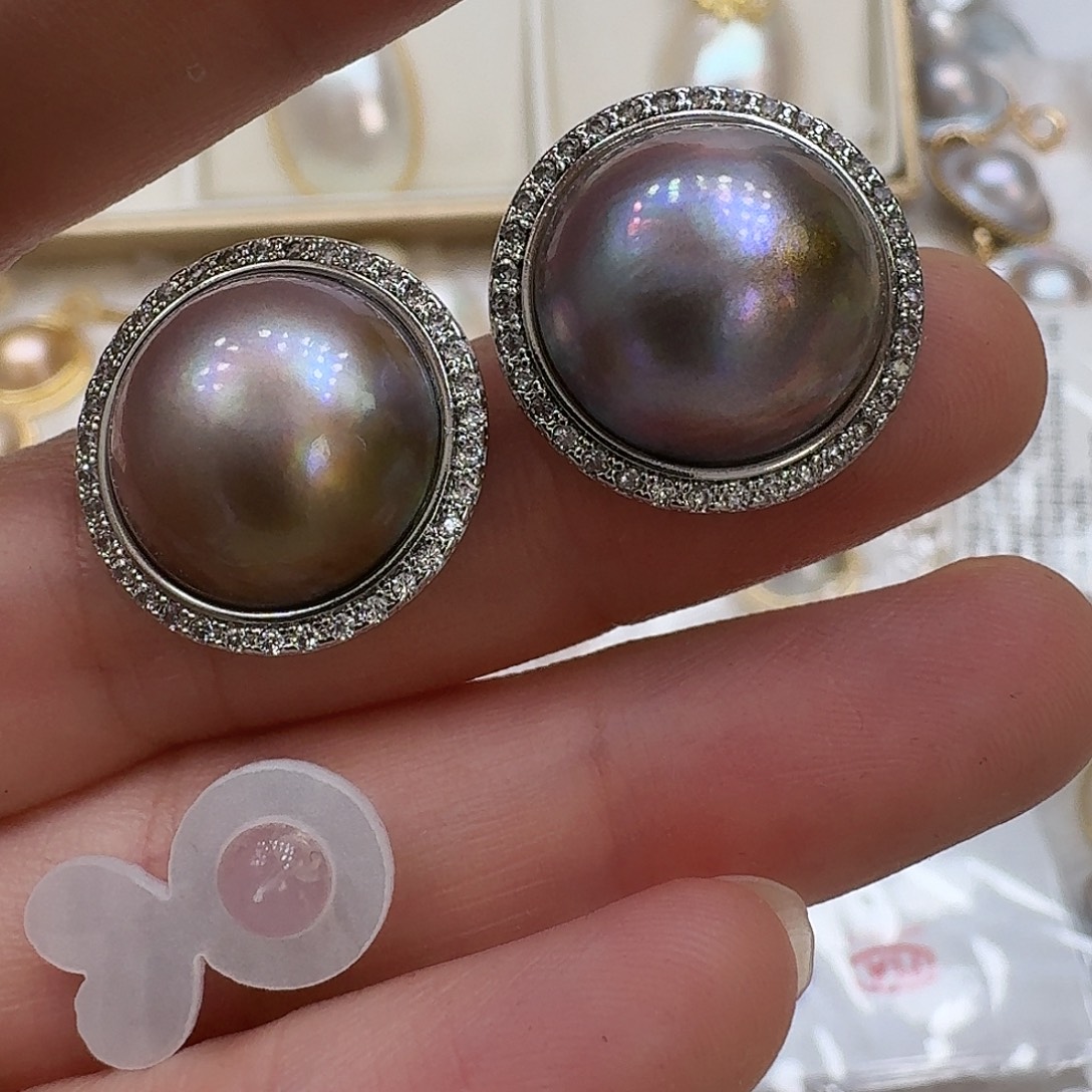 拼合珍珠（马贝珠）未镶嵌耳饰