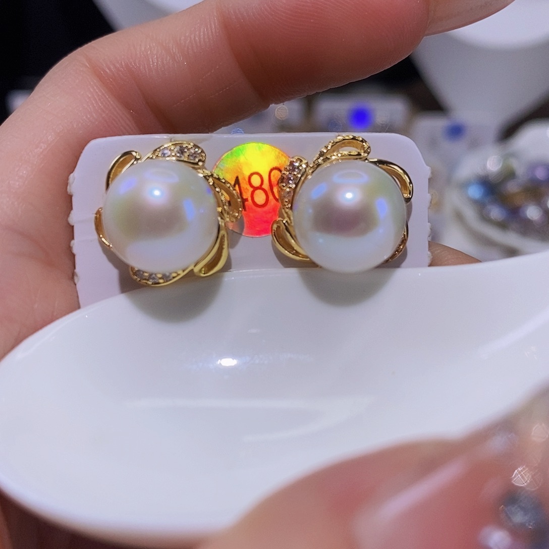 淡水珍珠耳饰银S925镶嵌