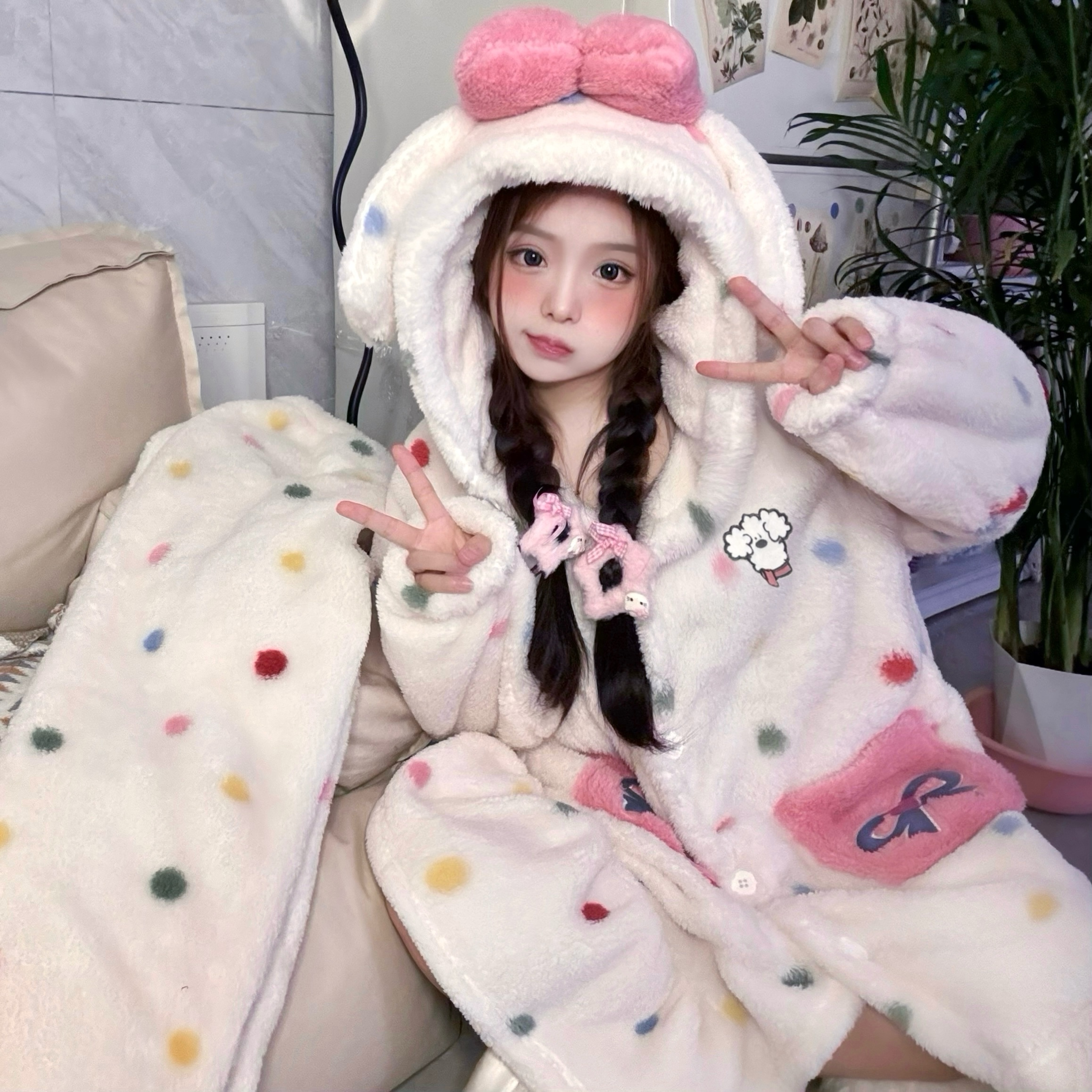 折耳根专属•2025新升级云朵泡芙加厚棉花糖零下款居家服睡袍套装