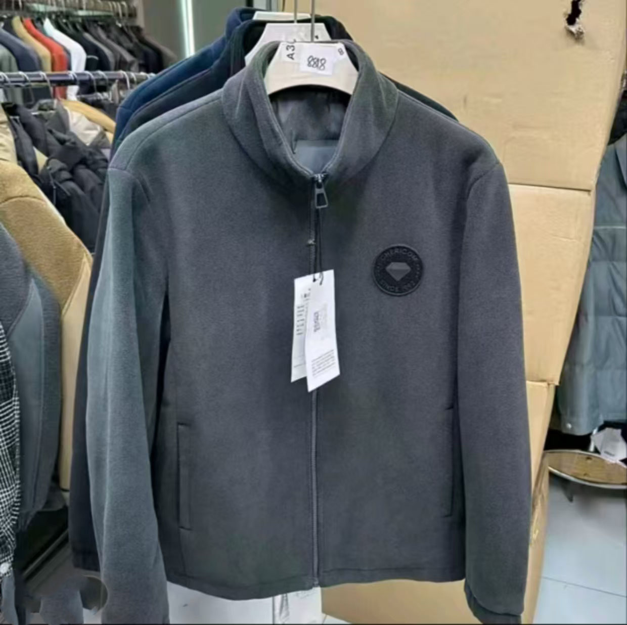 男士立领连帽摇粒绒加厚保暖高端休闲外套羽绒服309532（CSJSJ）